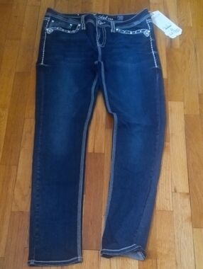 NWT L.A. Idol Jeans size 13, embellished pockets, dark denim